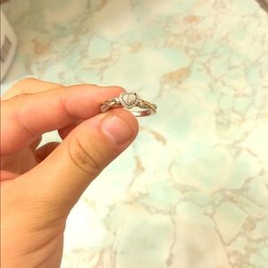 Silver and rose gold diamond ring