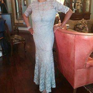 Silver maxi formal XSCAPE Dress, floor length. NWT