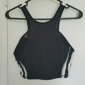 Get it om on front racer crop top black and white