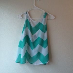 White and turquoise chevron tank top.