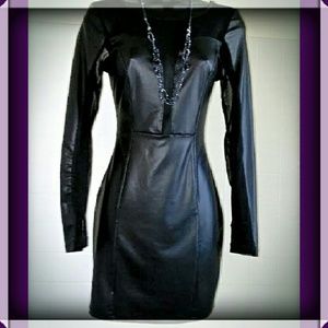 BEBE long sleeved mini leather dress