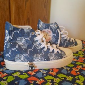 ShoeFury Tardis print high tops size 8- brand new