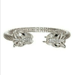 New Silver Leopard Head Cuff Bracelet
