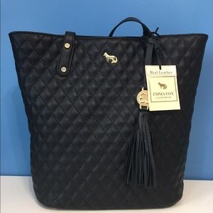 Emma Fox Quilted Black Leather Tote