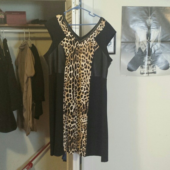 Lane Bryant Leopard dress with pleather details