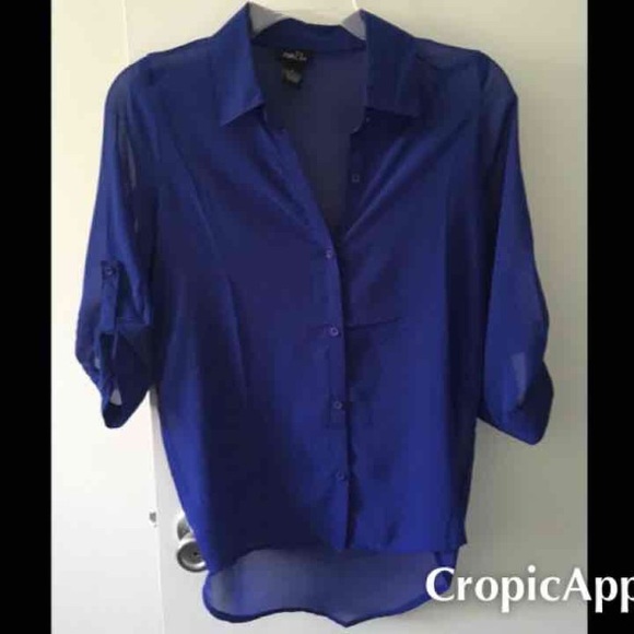 Rue 21 Blue hi-low blouse top shirt work