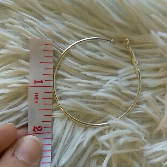 Silver Tone 2" Classic Hoop Earrings - Picture 3 of 4