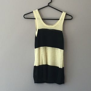 Loft Tan & Black striped sweater tank
