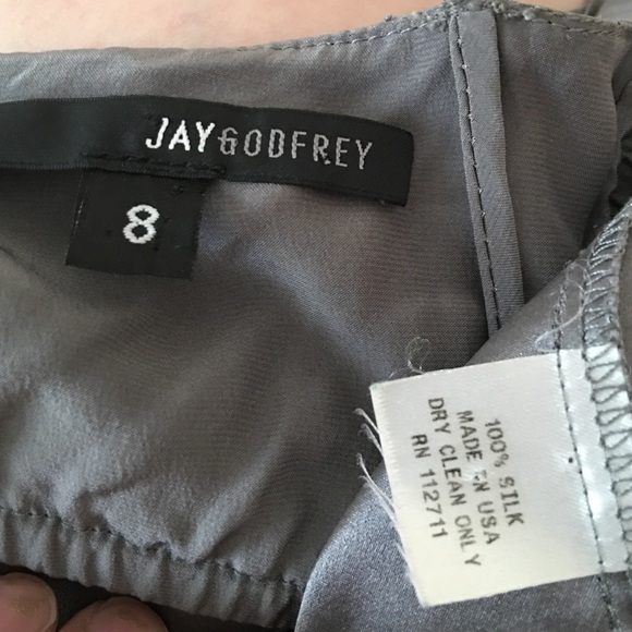$395 Jay Godfrey 100% Silk tiered dress gray sz 8 - Picture 3 of 4