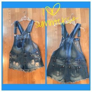 Overall jean shorts from Tilly's
