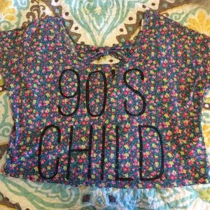 "90's child" crop top