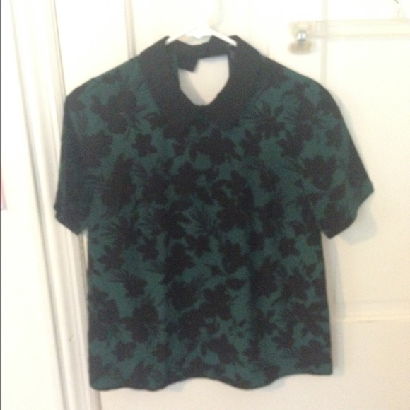 Forest Green Floral Blouse