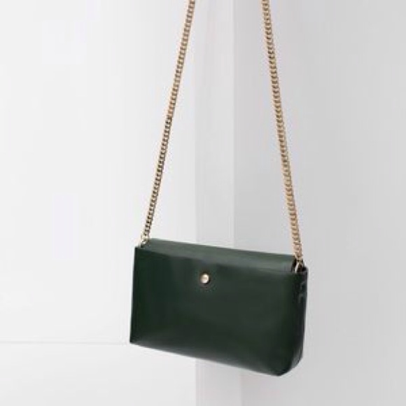 Zara Handbags - Zara Green Messenger Bag with Gold Chain