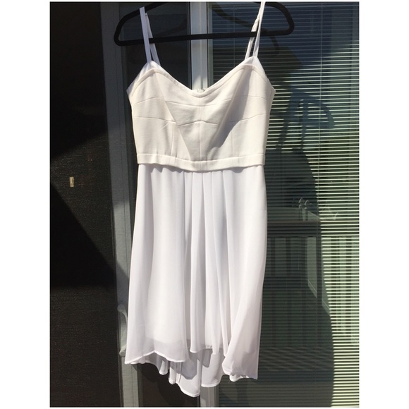 BCBG Pretty white dress with chiffon on the bottom