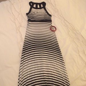 Black and white stripe maxi dress