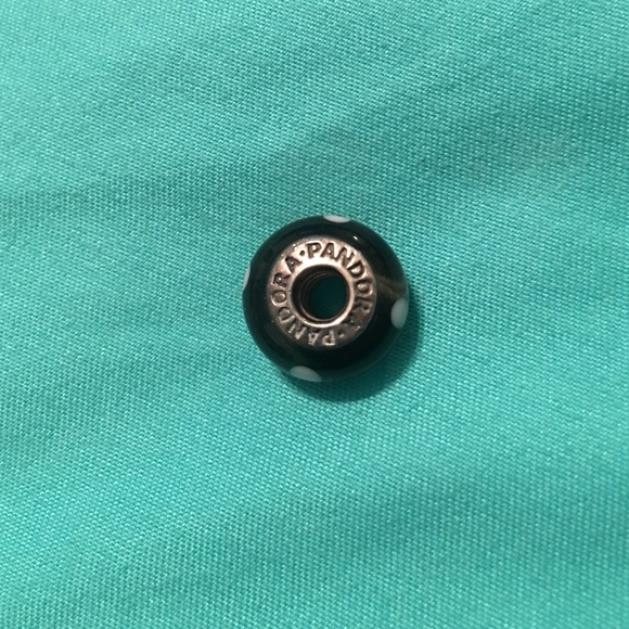 Pandora Charm Black White Polka Dot