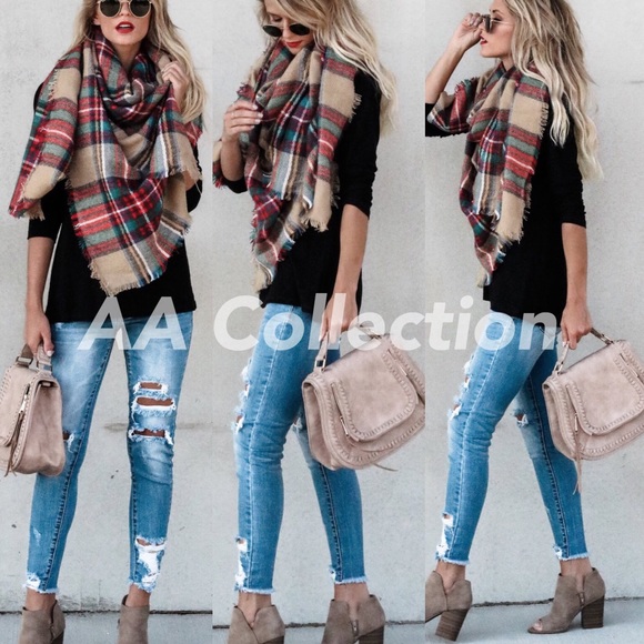 New Tartan Blanket plaid scarf shawl checked - Picture 3 of 7