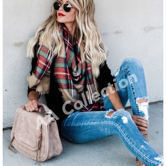 New Tartan Blanket plaid scarf shawl checked - Picture 2 of 7