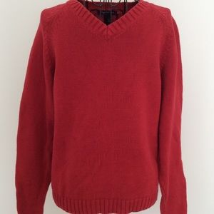 Boys red v-neck sweater.