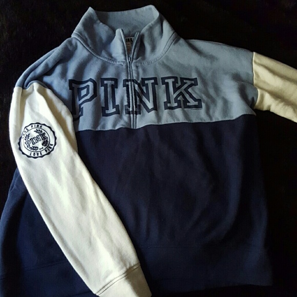 NEW! PINK Half Zip Sweatshirt. - Picture 1 of 3