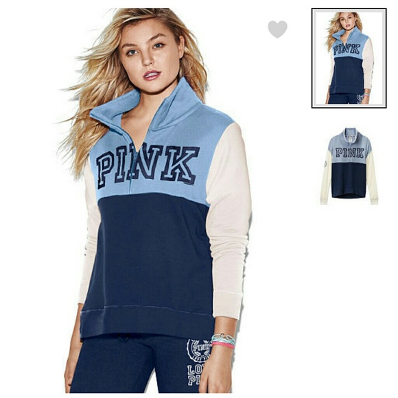 NEW! PINK Half Zip Sweatshirt. - Picture 3 of 3