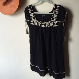Embroidered black + cream dress