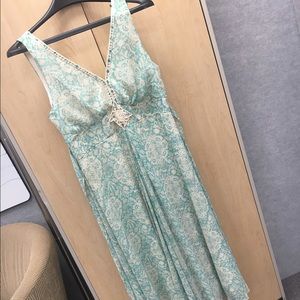 Teal and beige summer dress