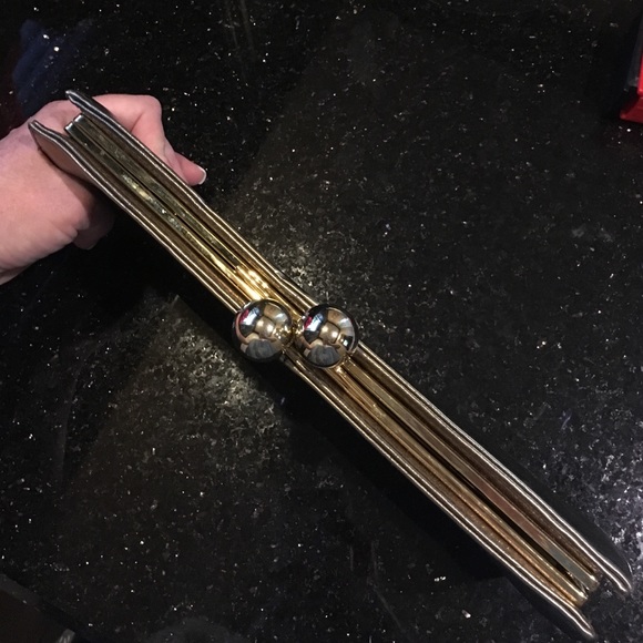 Bronze/gold leather clutch - Picture 2 of 4