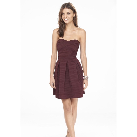 Express Berry Elastic Fit and Flare Dress