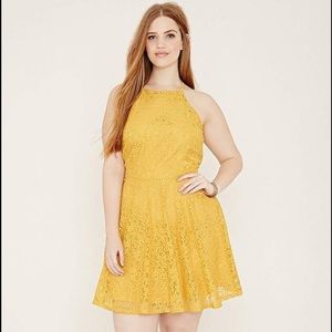 Forever 21 Plus Yellow Laced Dress