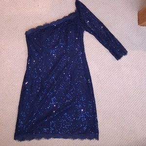 Jessica Simpson Navy Sequin One Shoulder Dress