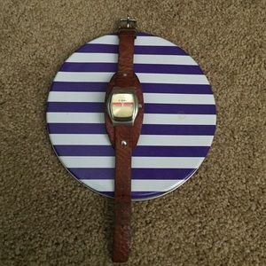 Leather band fossil cuff watch