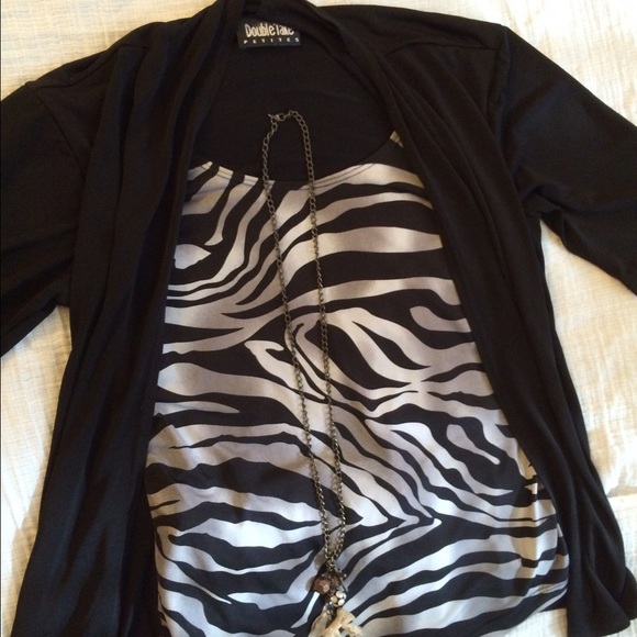 Tops - Black and silver zebra print top