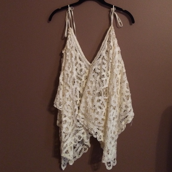 Free people lace tank top with shoulder ties
