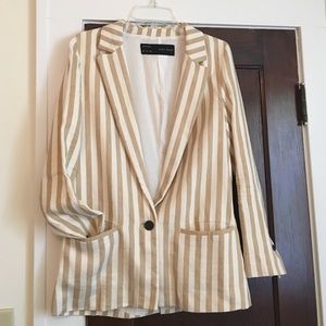 beige striped blazer