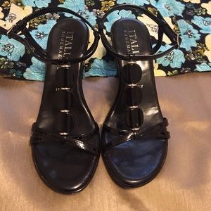 New Italian black silver heels