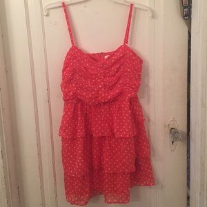 Cute Orange Ruffly Polka Dot Dress