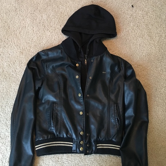 Obey Leather Hooded Jacket