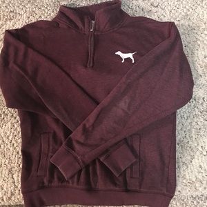 Love Pink wine colored half zip
