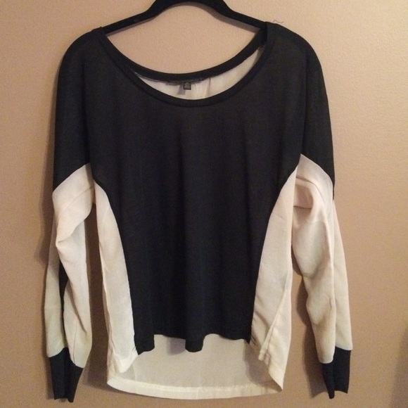 Lucca couture Back and sheer long sleeve top