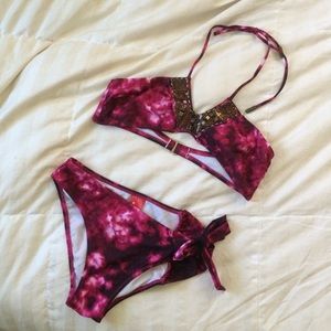 Red Carter NWOT Red Tie Dye Bikini XS