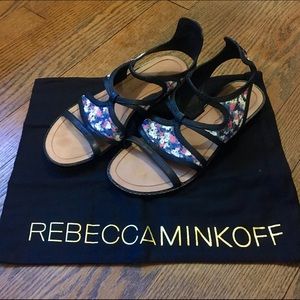 Rebecca Minkoff black floral sandals, size 7