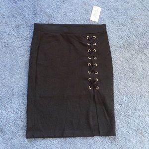 NWT Black Slit Midi Skirt