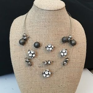 Charcoal and crystal floating necklace