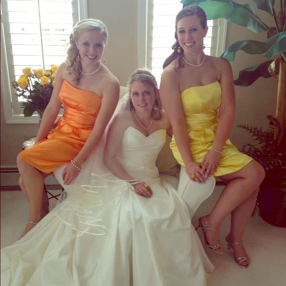 David's Bridal sz8 yellow strapless cocktail dress