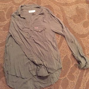 Army green blousey button up