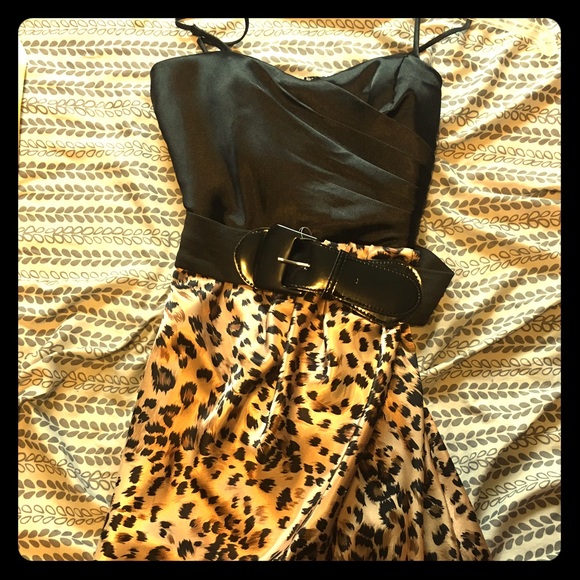 Belted Spaghetti Strap size 5 cheetah dress