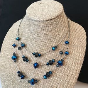Blue metallic floating necklace