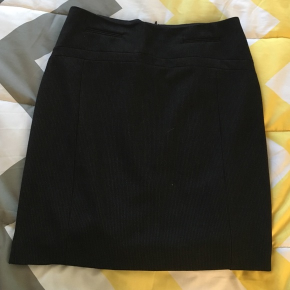 Black pencil skirt with light pin stripe