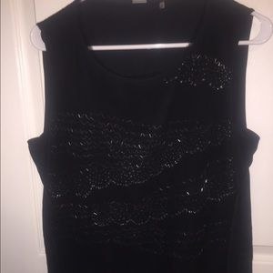 Tahari Sequin Black sleeveless tank top